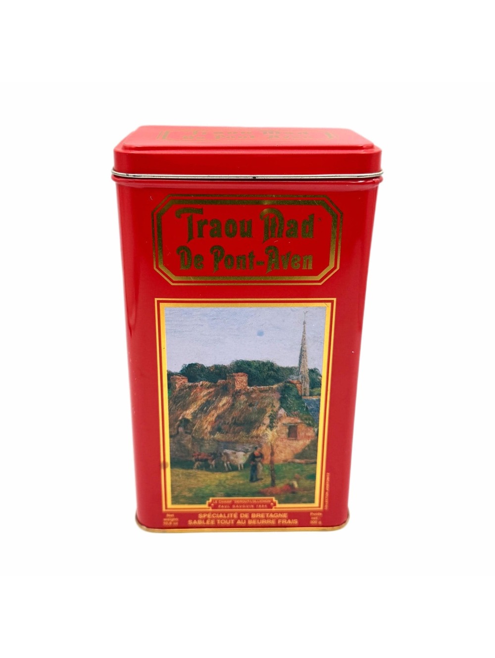Vintage Traou Mad de Pont-Aven Rectangular Metal Biscuit Tin – French Landscape